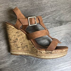 Brown Leather Wedges
